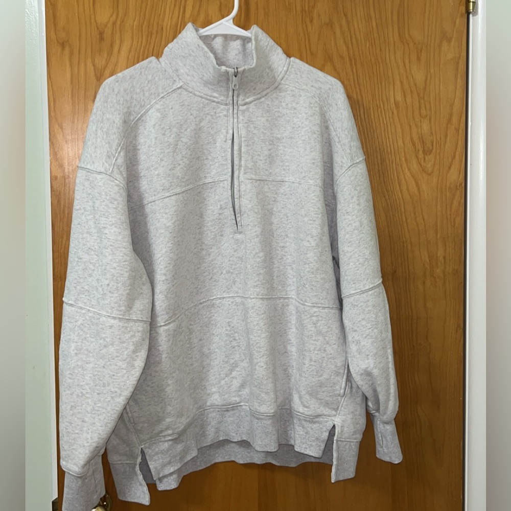 Aerie Gray Half-Zip Sweatshirt